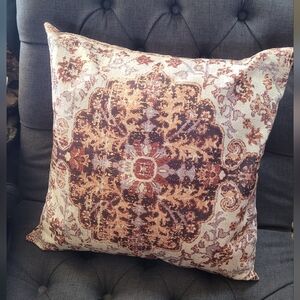 Vintage-Inspired Brown and Cream Accent Pillow